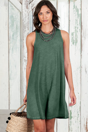 Julie Dress - Avobe The Knee Sleeveless Jersey Dress - Juniper