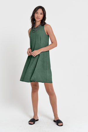 Julie Dress - Avobe The Knee Sleeveless Jersey Dress - Juniper