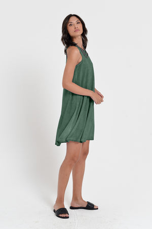 Julie Dress - Avobe The Knee Sleeveless Jersey Dress - Juniper