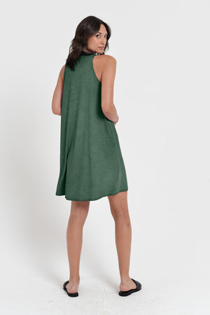 Julie Dress - Avobe The Knee Sleeveless Jersey Dress - Juniper