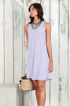 Julie Dress - Avobe The Knee Sleeveless Jersey Dress - Lilac