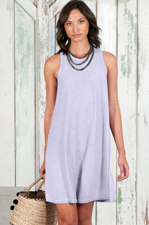 Julie Dress - Avobe The Knee Sleeveless Jersey Dress - Lilac