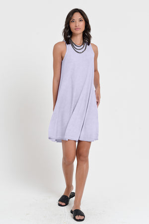 Julie Dress - Avobe The Knee Sleeveless Jersey Dress - Lilac