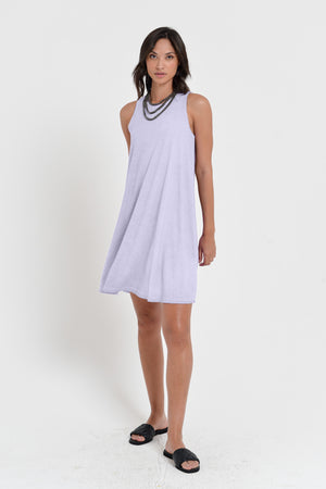 Julie Dress - Avobe The Knee Sleeveless Jersey Dress - Lilac