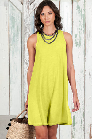 Julie Dress - Avobe The Knee Sleeveless Jersey Dress - Lime