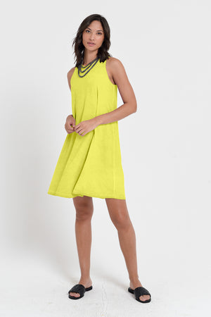 Julie Dress - Avobe The Knee Sleeveless Jersey Dress - Lime
