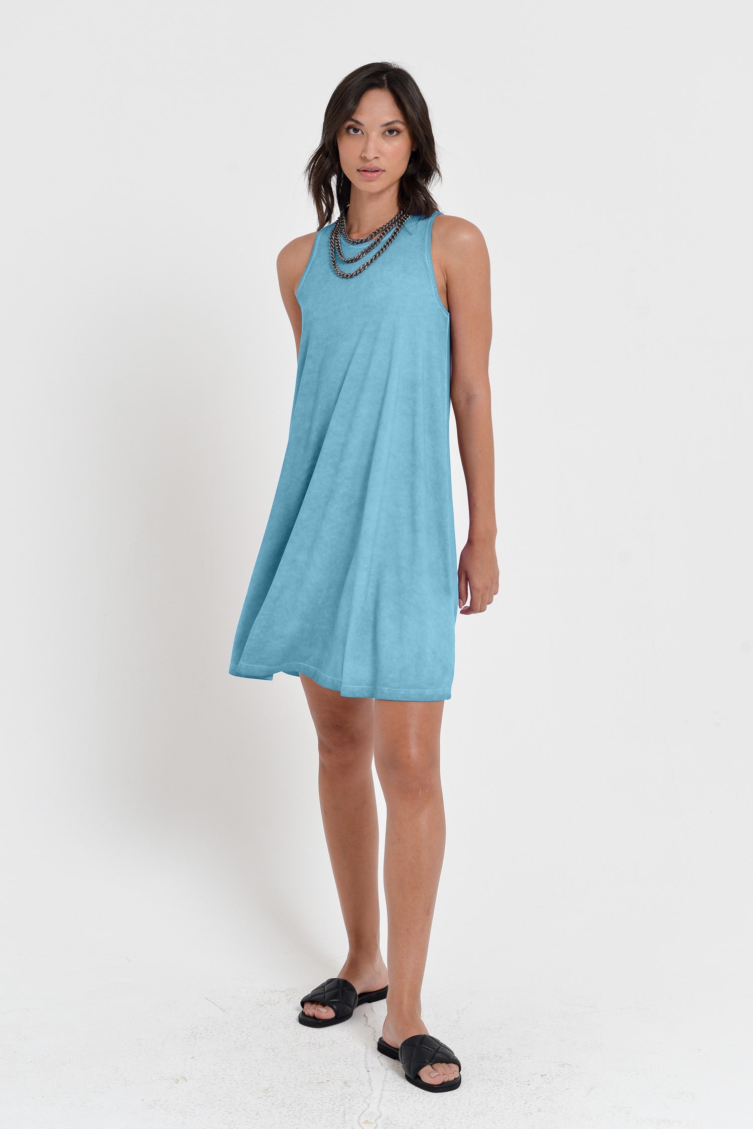 Julie Dress - Above The Knee Sleeveless Jersey Dress - Viking