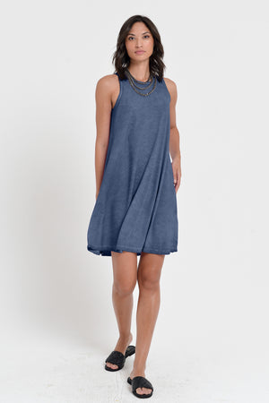 Julie Dress - Avobe The Knee Sleeveless Jersey Dress - Whale