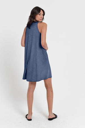 Julie Dress - Avobe The Knee Sleeveless Jersey Dress - Whale