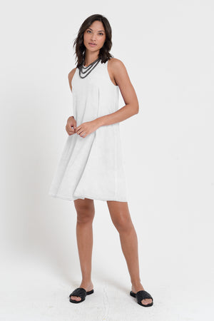 Julie Dress - Avobe The Knee Sleeveless Jersey Dress - White