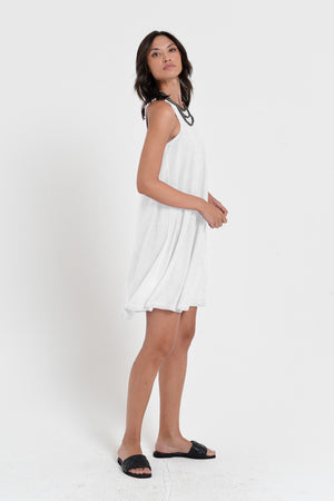 Julie Dress - Avobe The Knee Sleeveless Jersey Dress - White