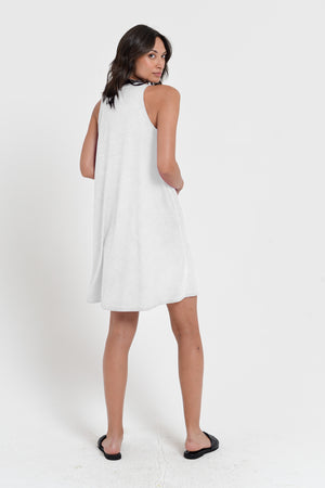 Julie Dress - Avobe The Knee Sleeveless Jersey Dress - White
