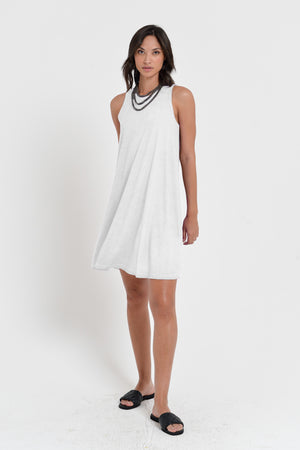 Julie Dress - Avobe The Knee Sleeveless Jersey Dress - White