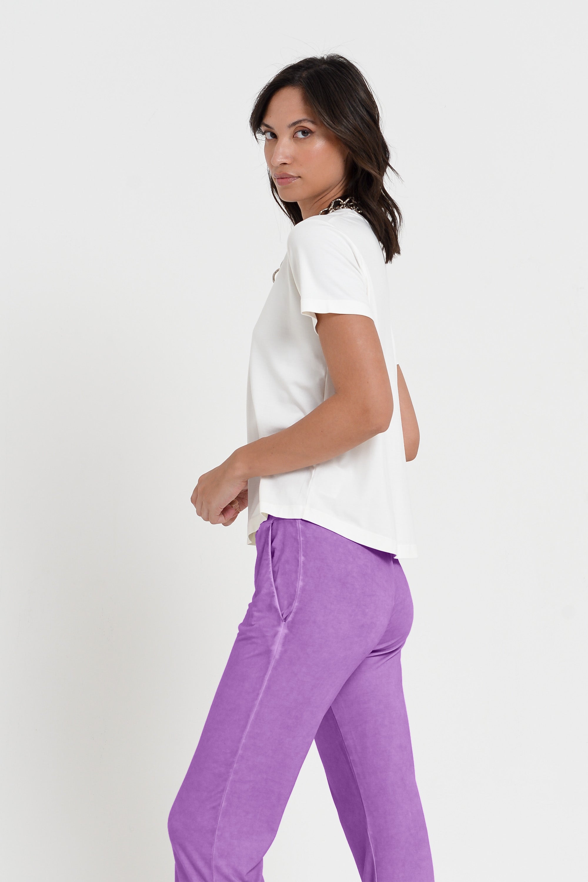 Luna Pants - Women's Viscose Jersey Pant - Morado
