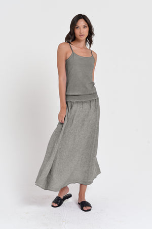 Maxime Skirt - Women's Breezy Linen Skirt - Dolphin