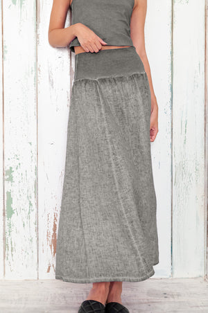 Maxime Skirt - Women's Breezy Linen Skirt - Dolphin