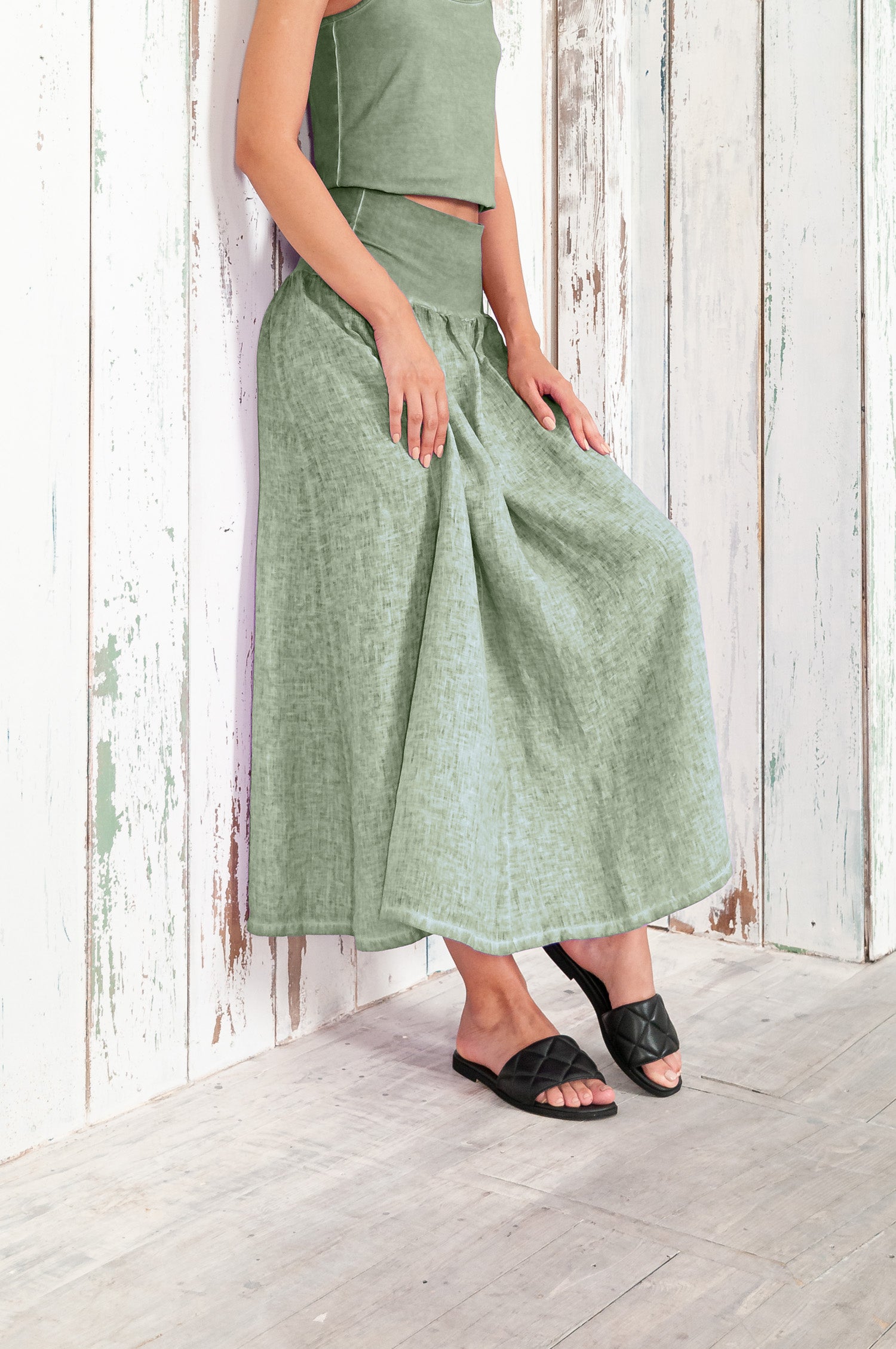 Maxime Skirt - Women's Breezy Linen Skirt - Palm