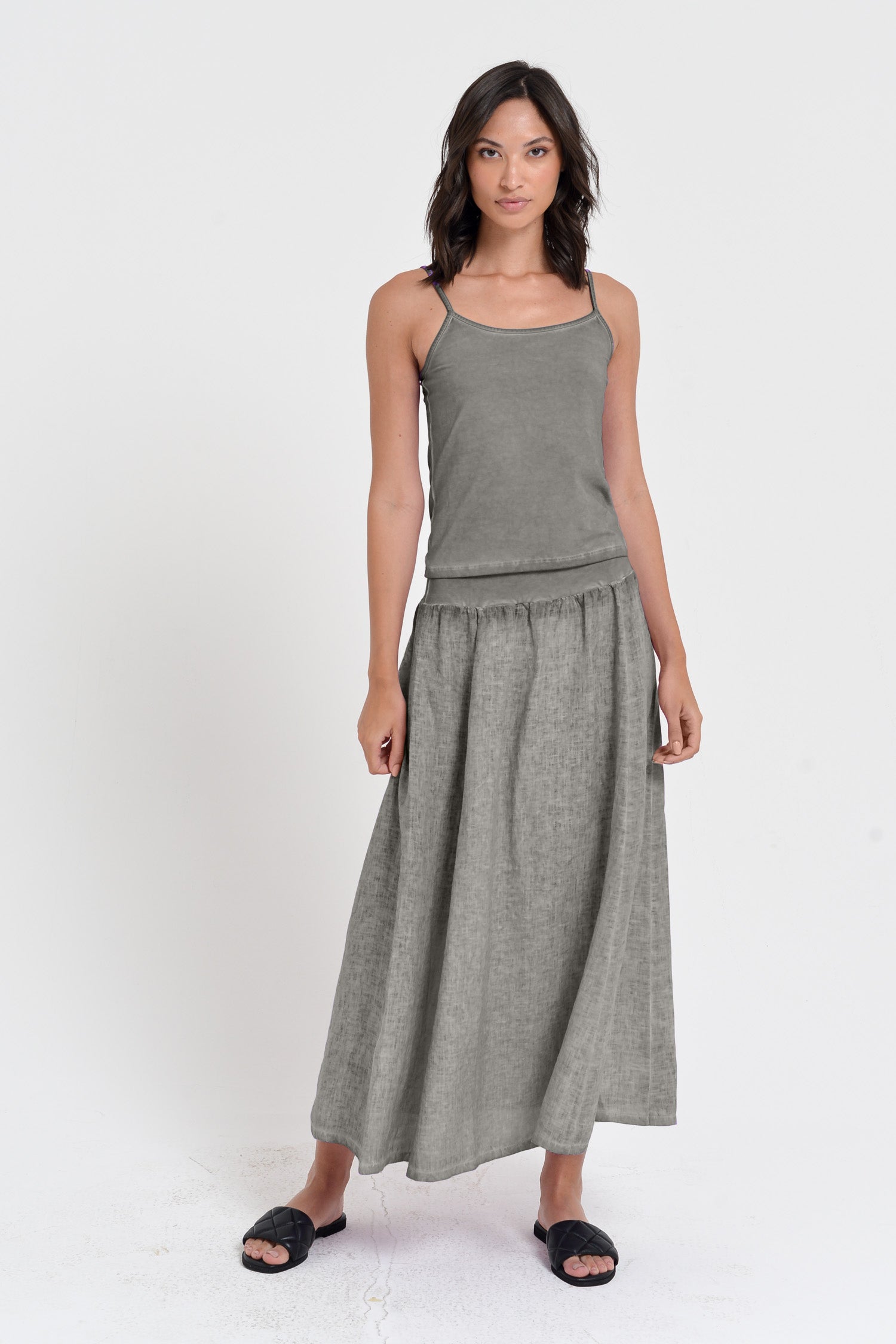 Maxime Skirt - Women's Breezy Linen Skirt - Dolphin