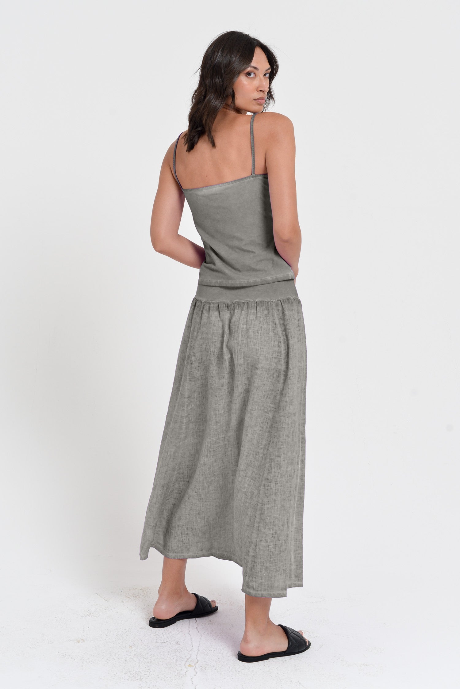 Maxime Skirt - Women's Breezy Linen Skirt - Dolphin