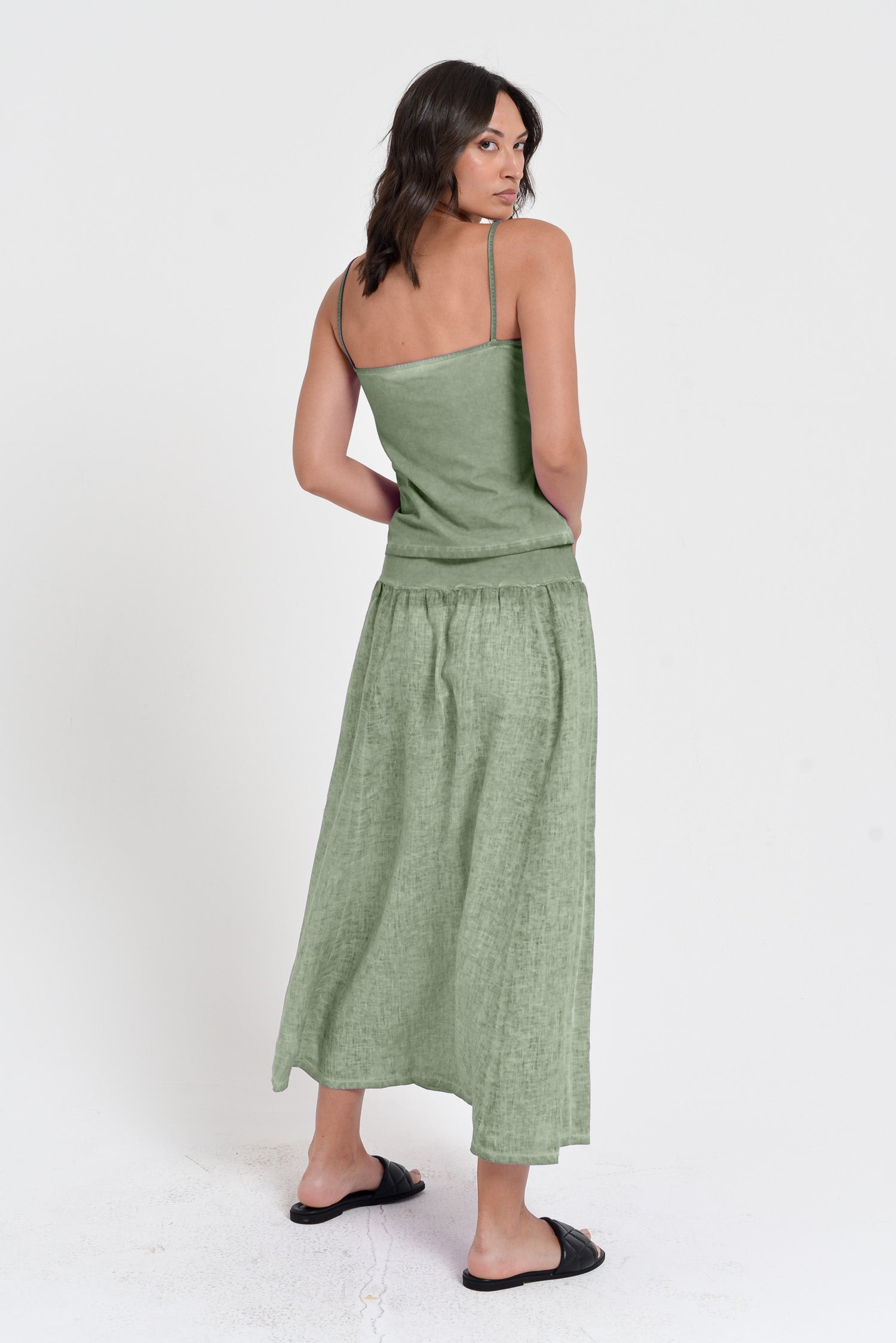 Maxime Skirt - Women's Breezy Linen Skirt - Palm