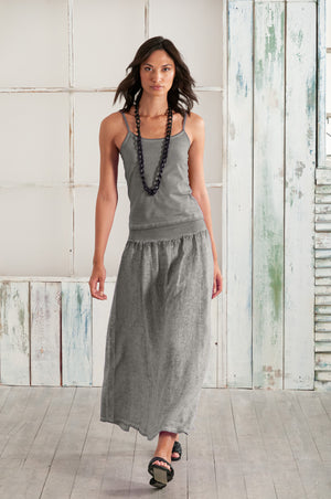 Maxime Skirt - Women's Breezy Linen Skirt - Dolphin