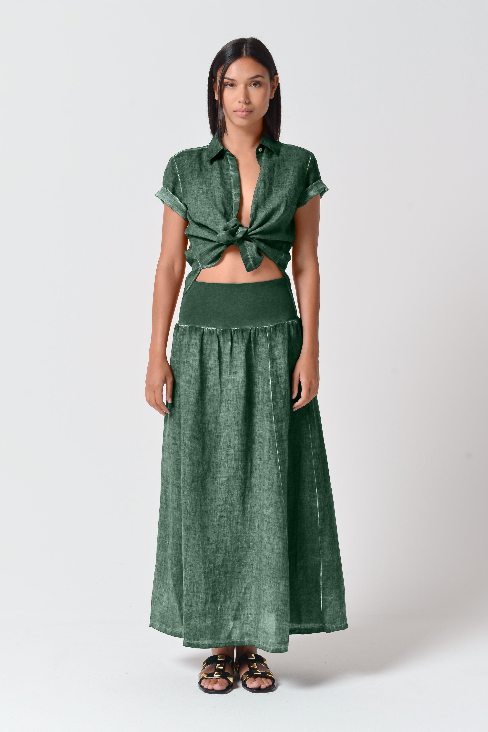 Maxime Linen Skirt - Juniper