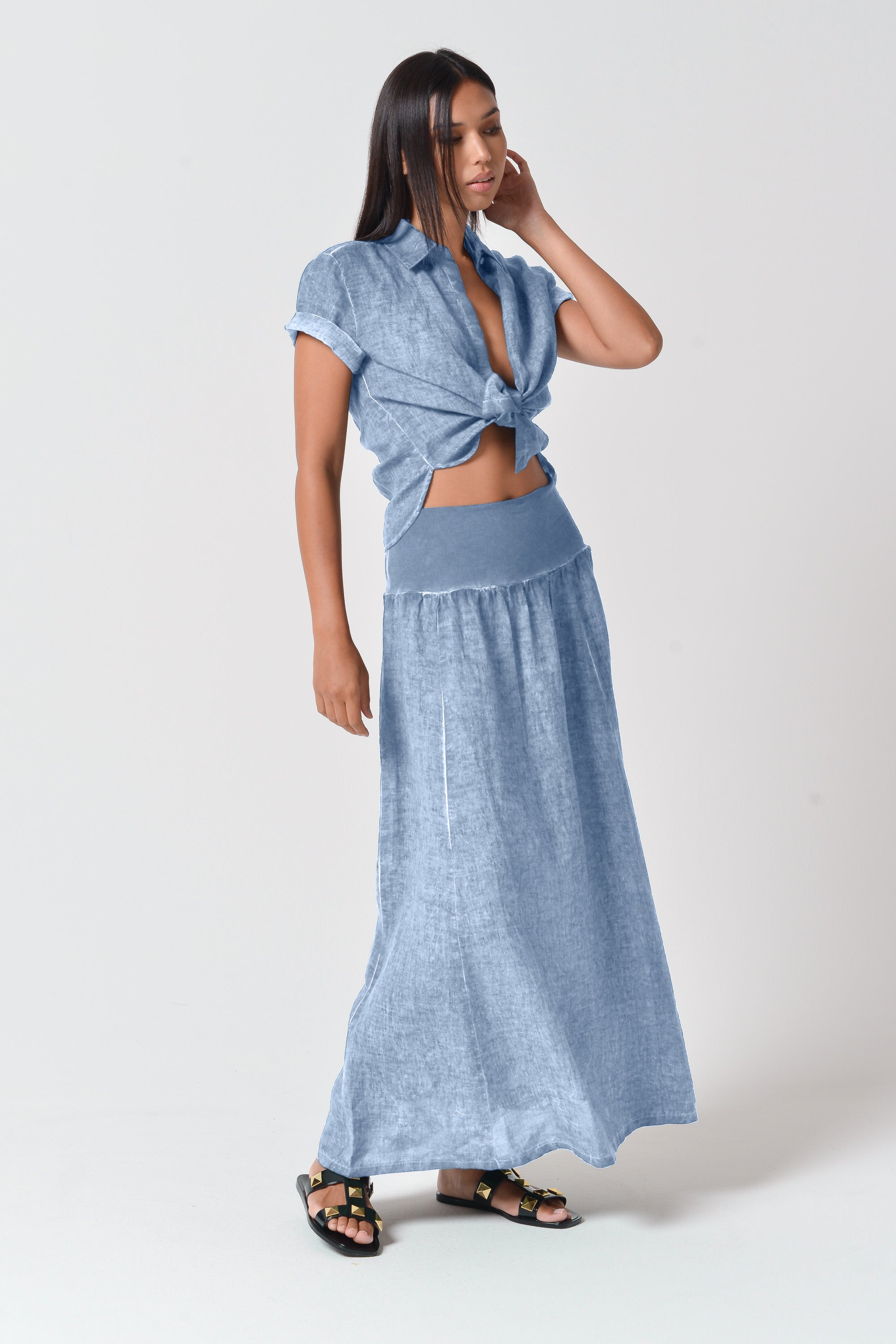 Maxime Skirt - Women's Breezy Linen Skirt - Fiji