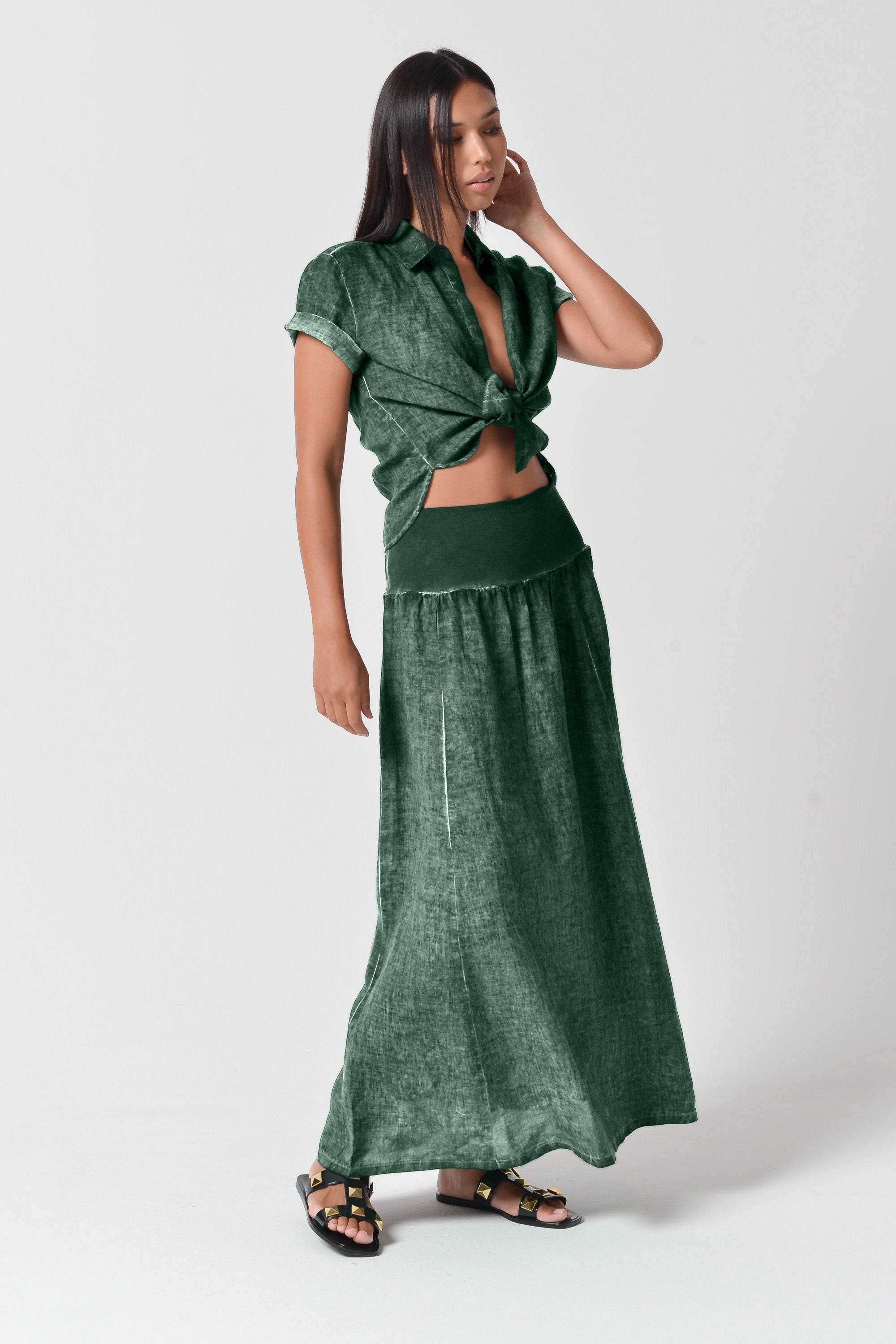 Maxime Skirt - Women's Breezy Linen Skirt - Juniper