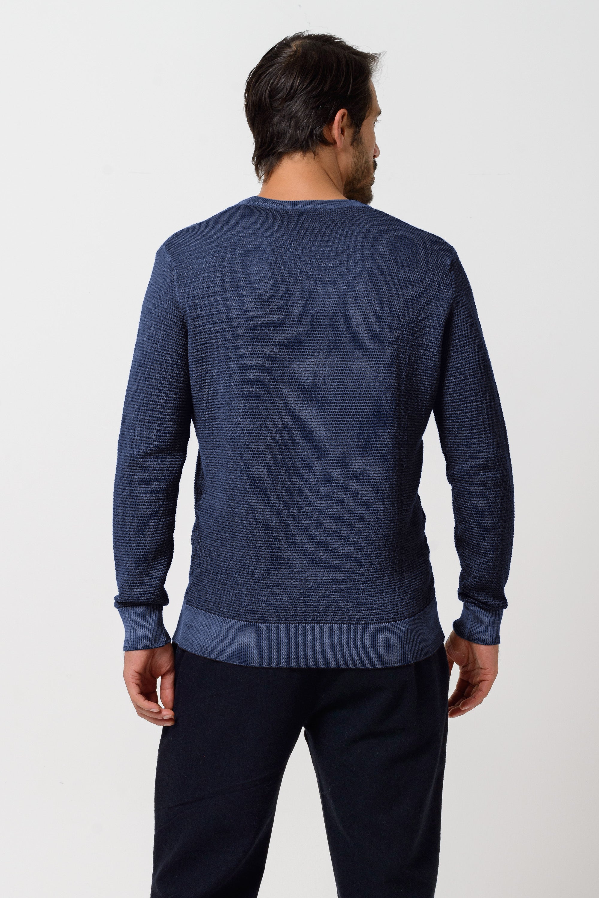Dorset Maglione Girocollo Grana Riso - Navy