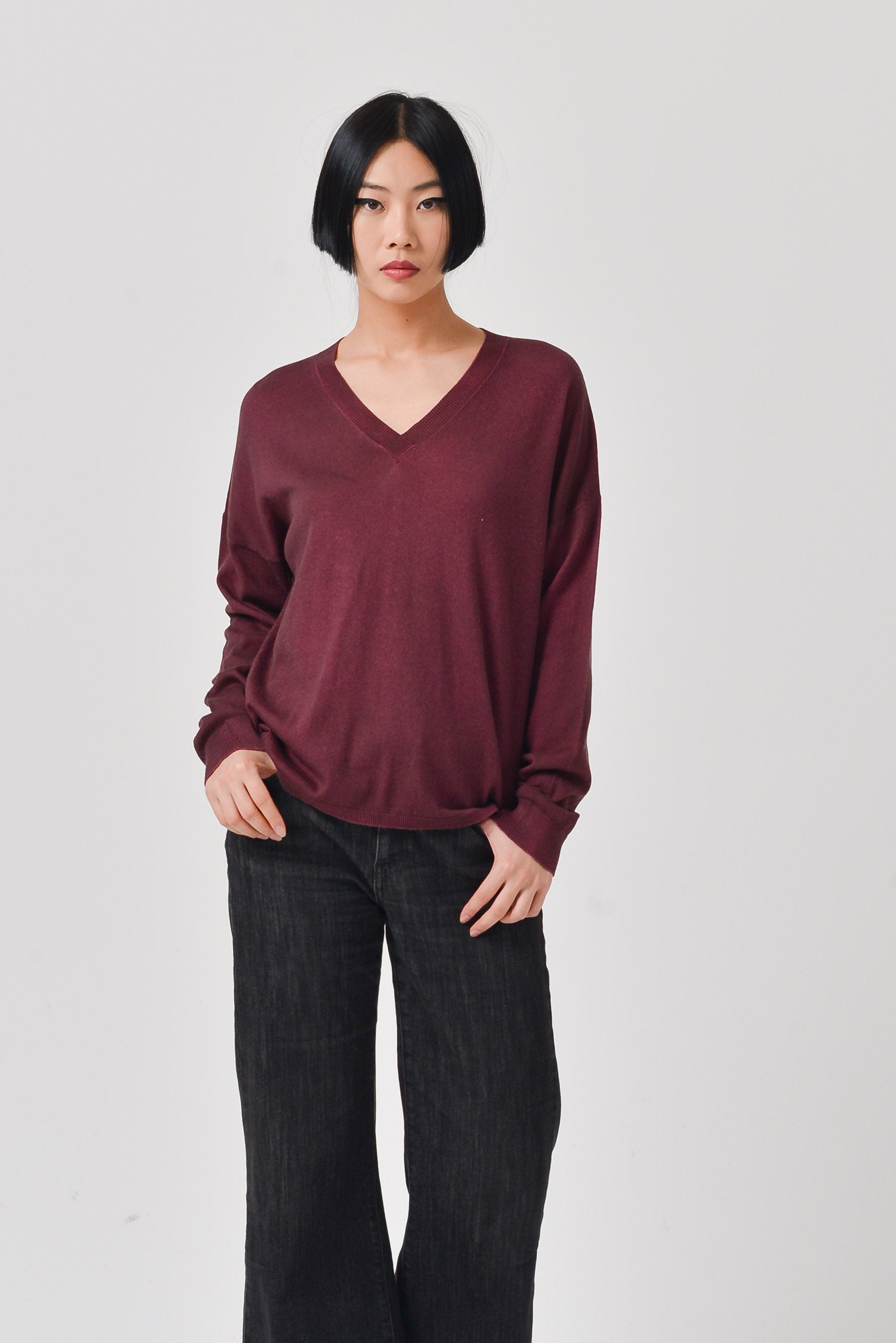 Annie Jewel V-neck Sweater - Ruby