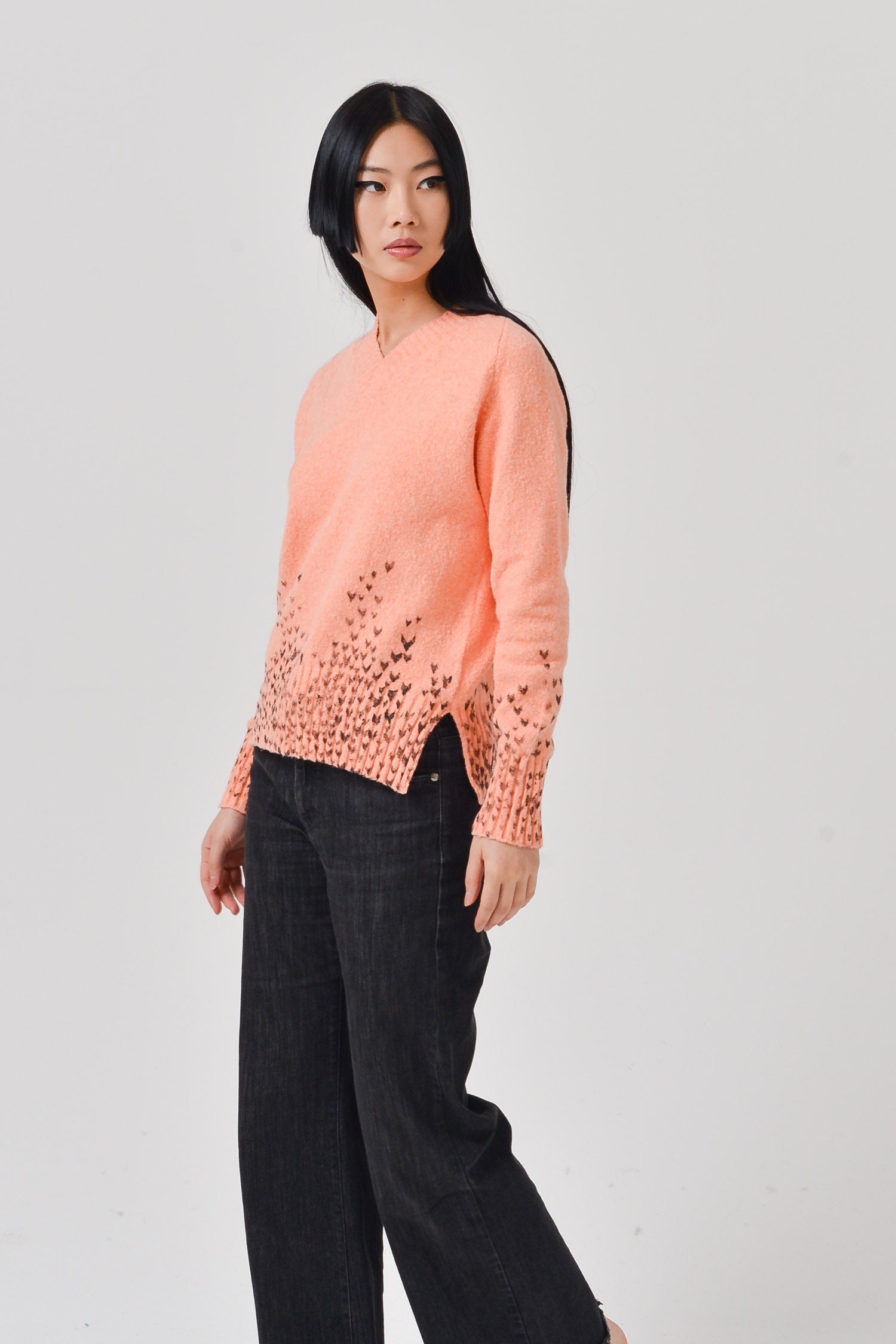 Demi Yoke Art Sweater - Orange