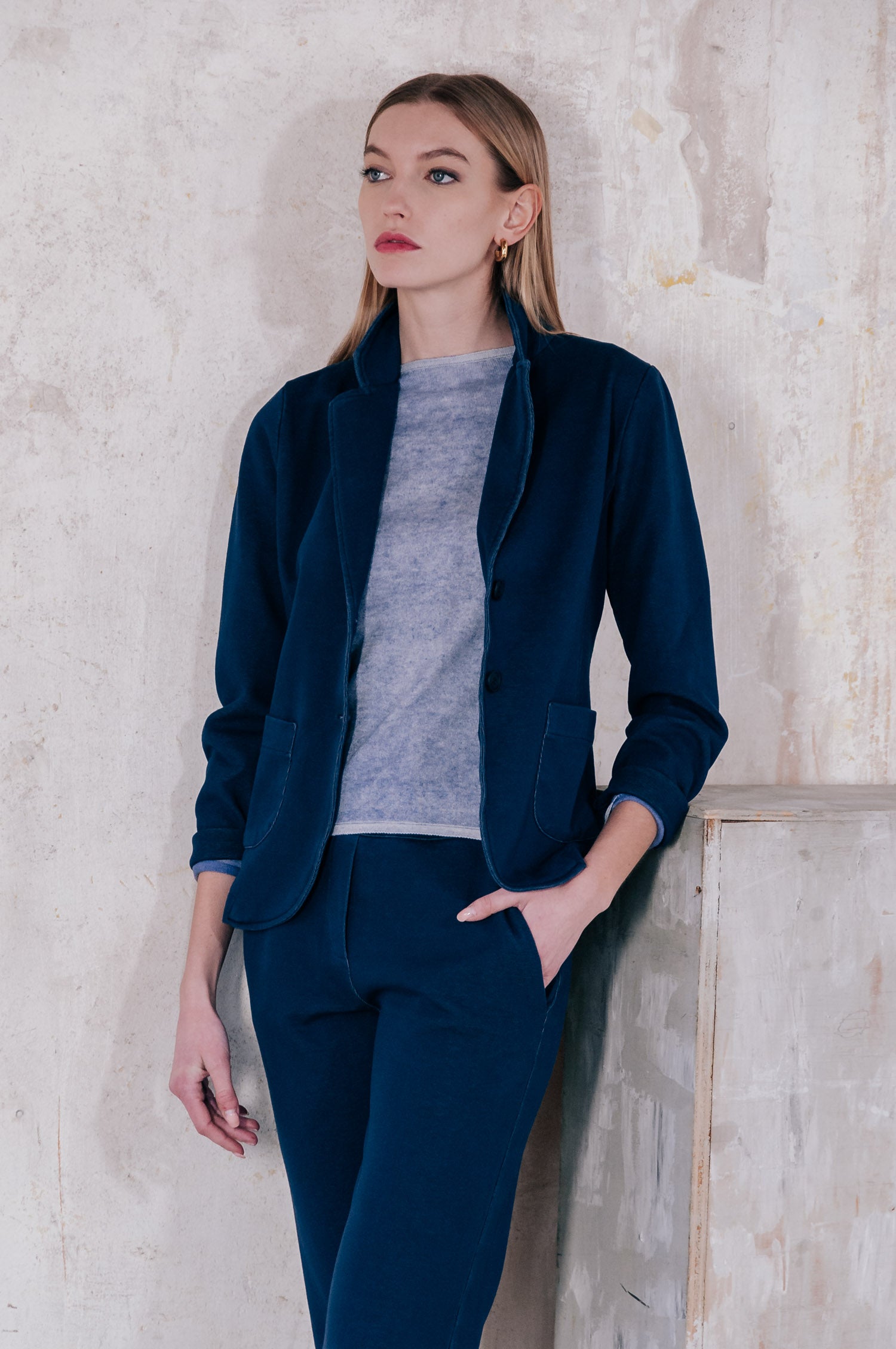 Emma Double Jersey Blazer - Navy