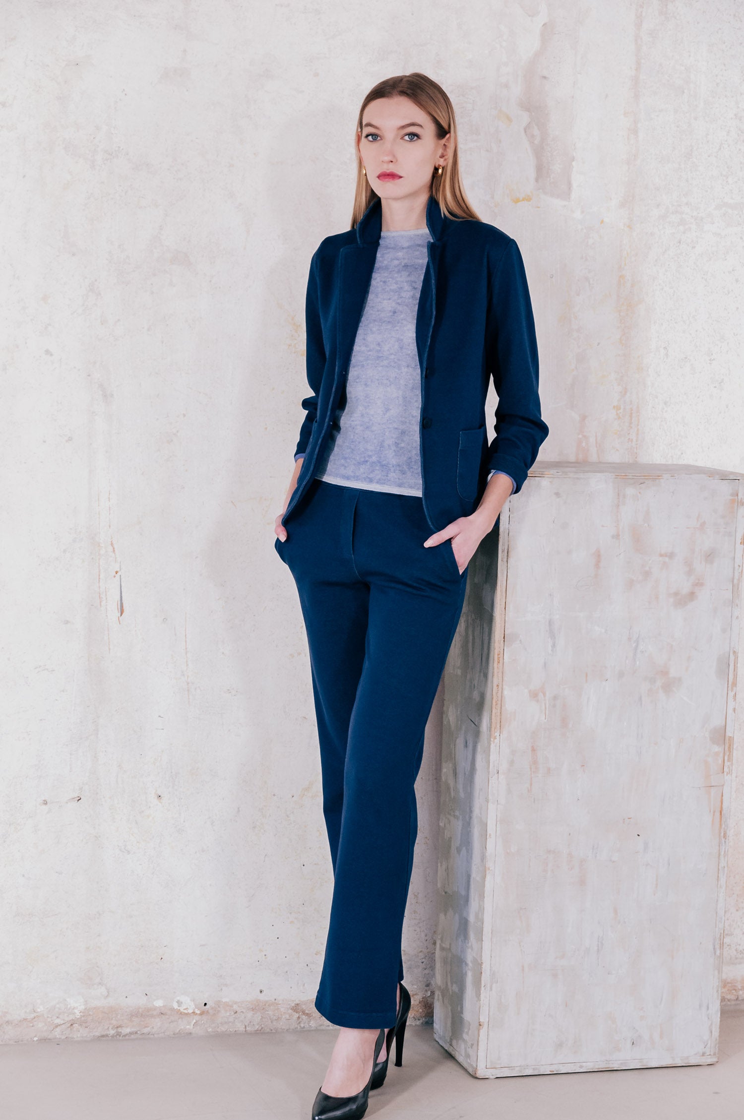 Emma Double Jersey Blazer - Navy