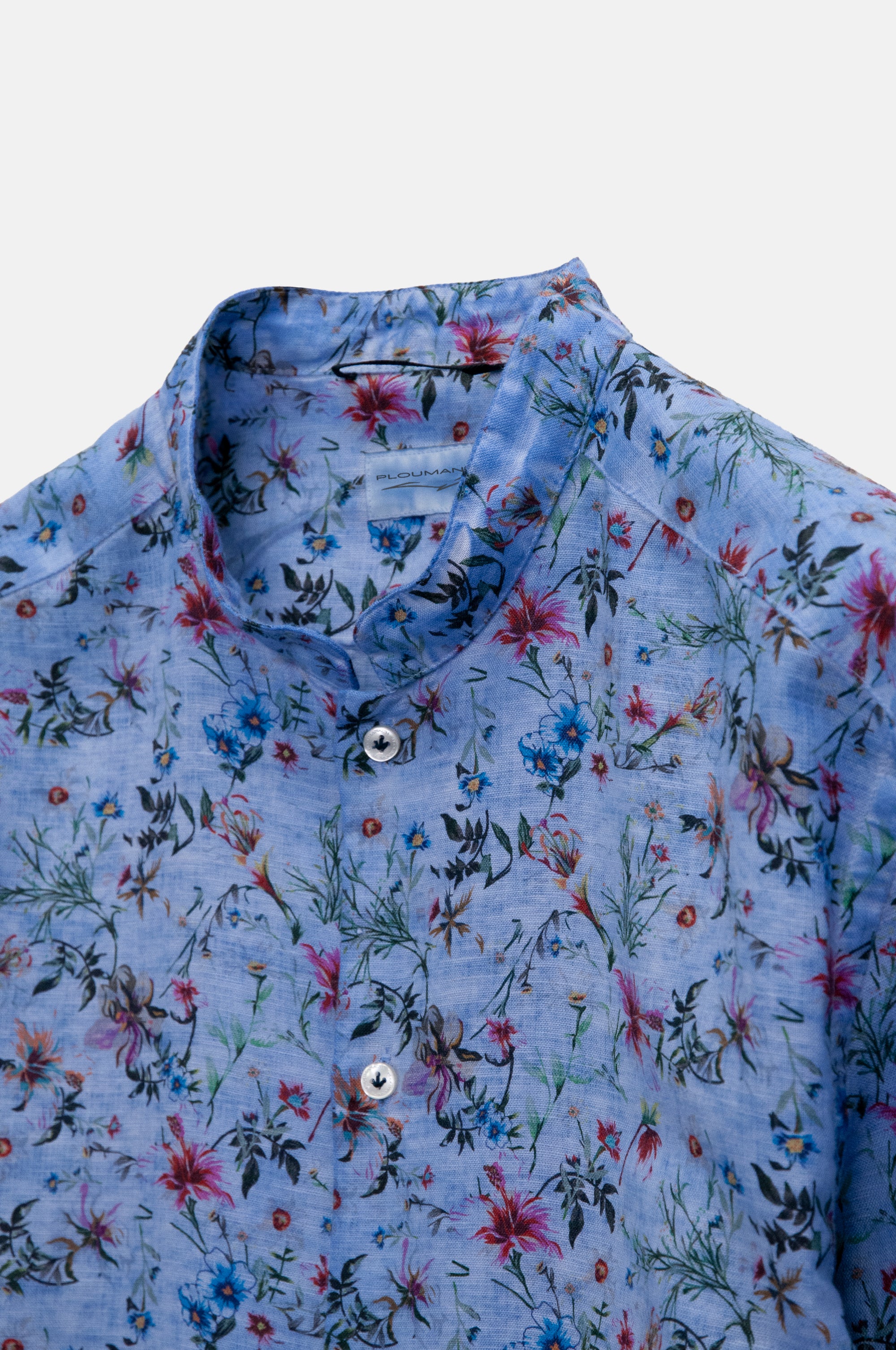 Collarless Flower Shirt - Bay