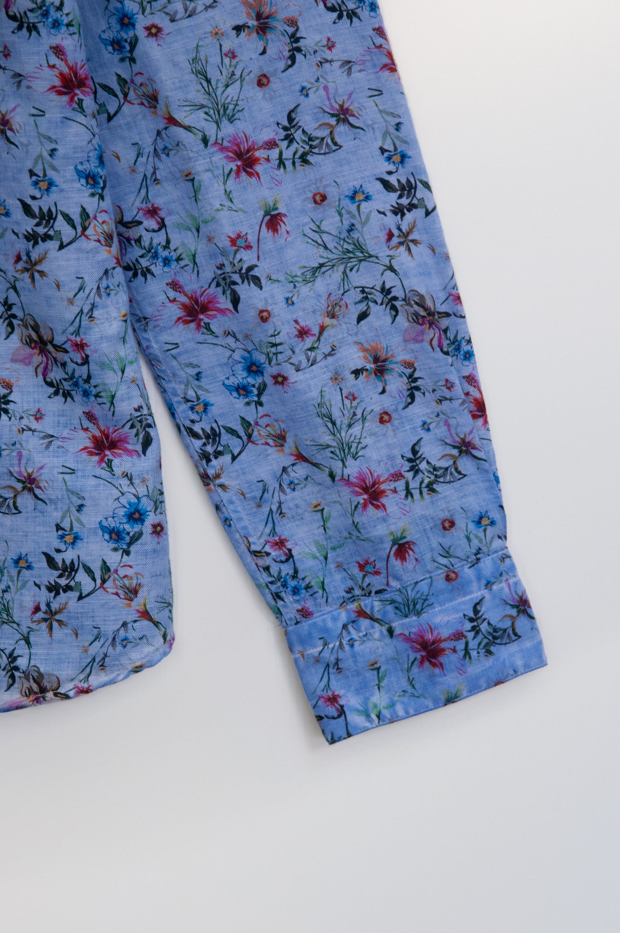 Collarless Flower Shirt - Bay