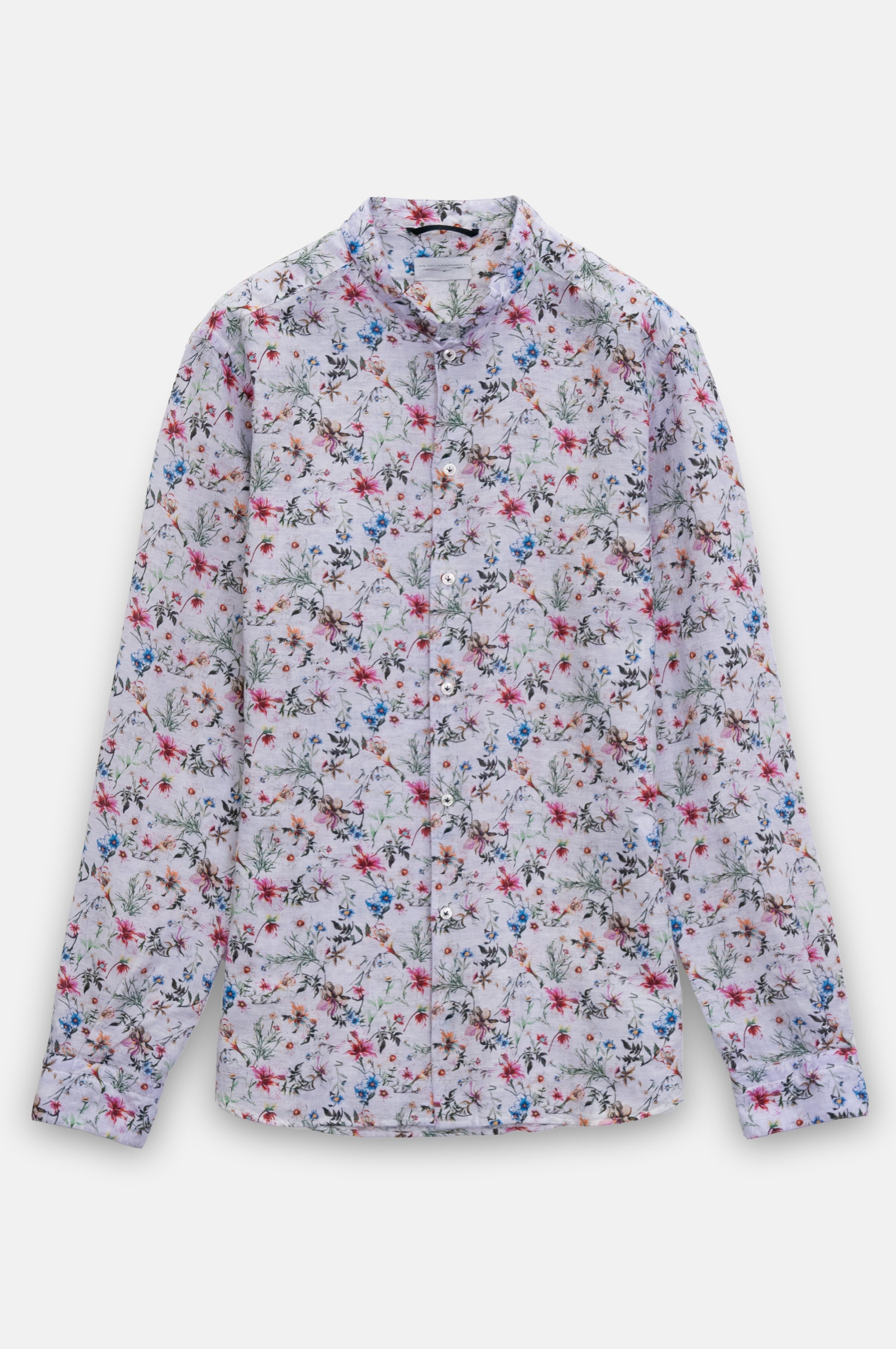 Collarless Flower Shirt - Lilac