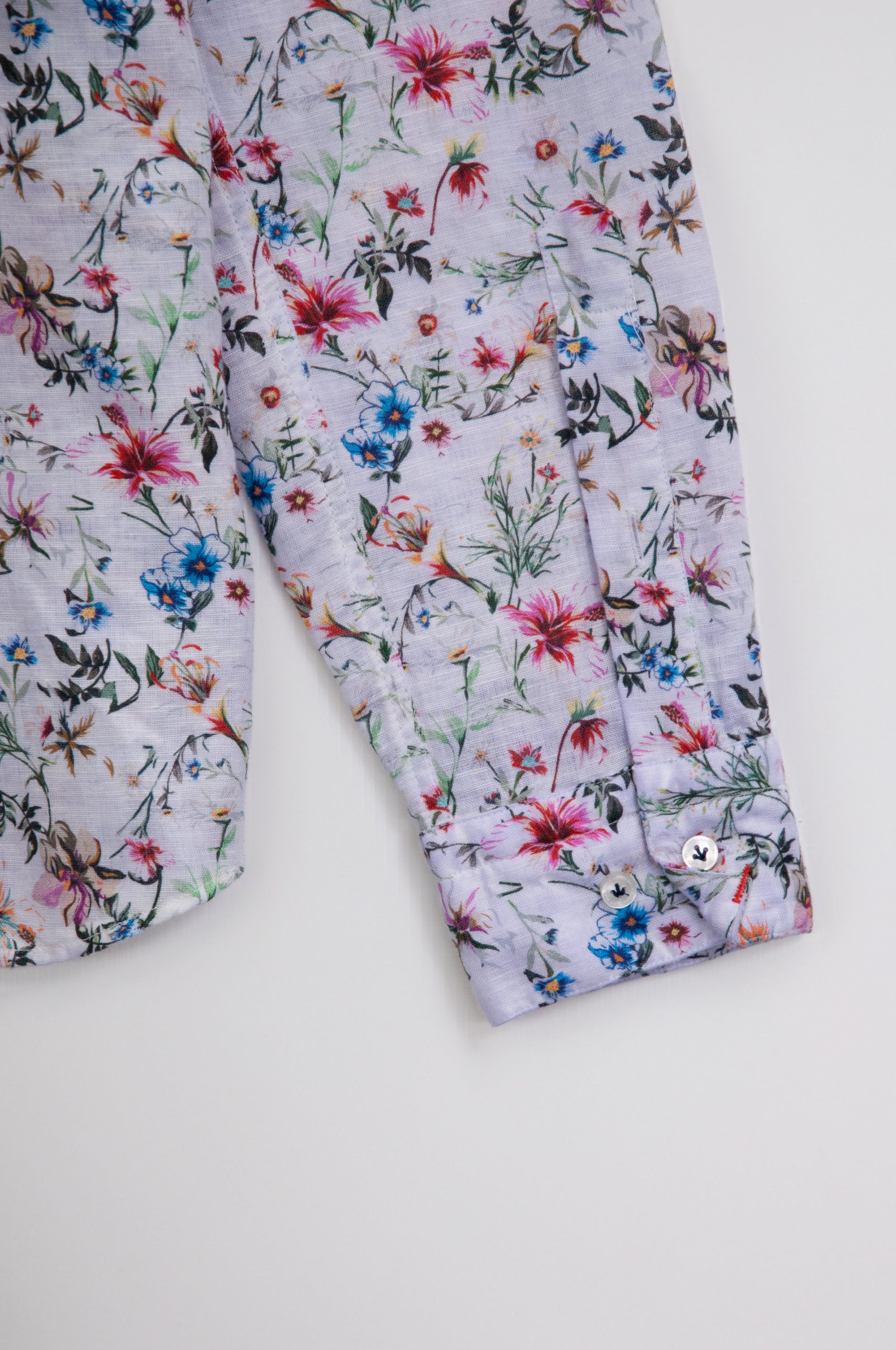 Collarless Flower Shirt - Lilac