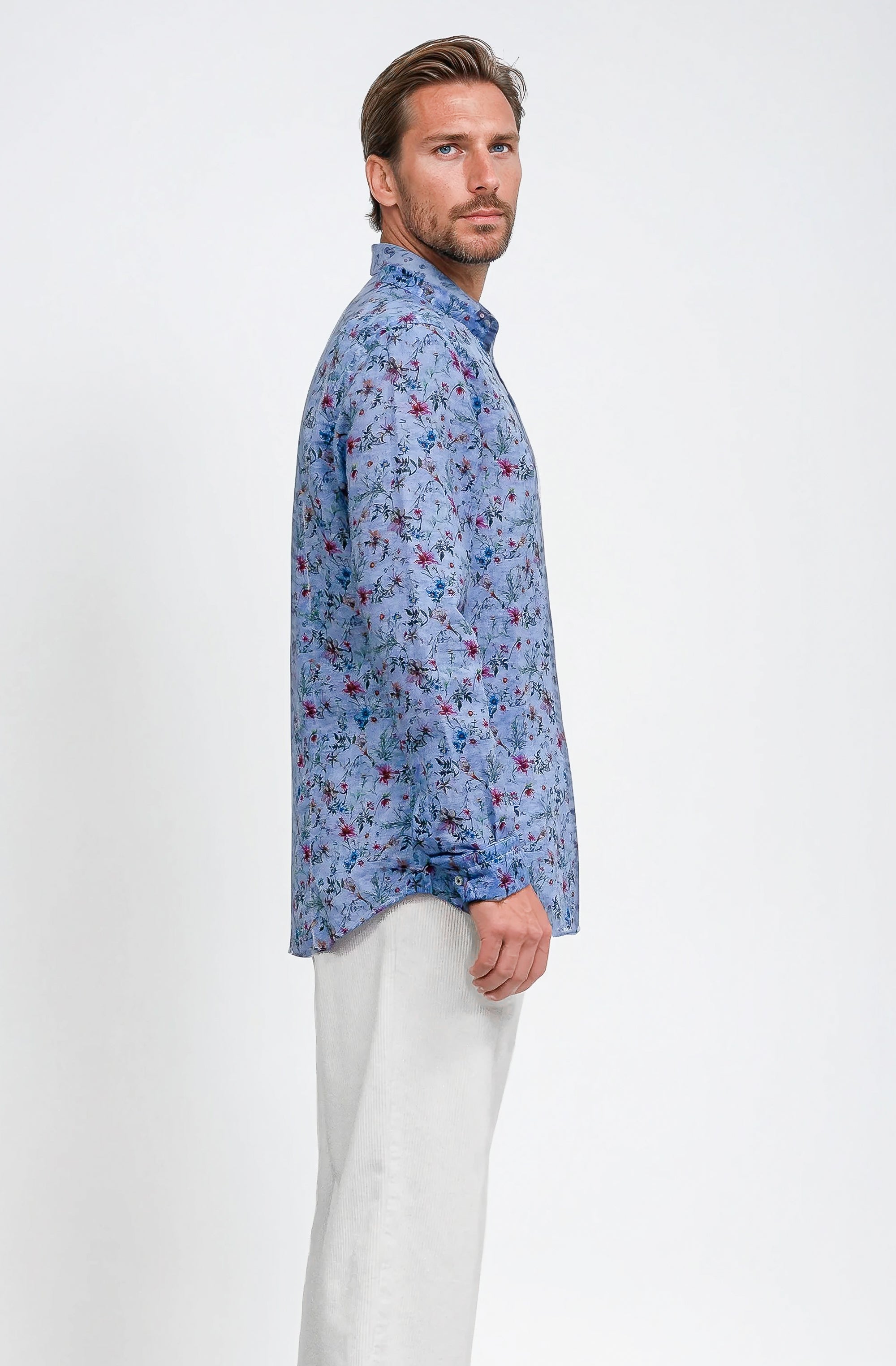 Collarless Flower Shirt - Bay