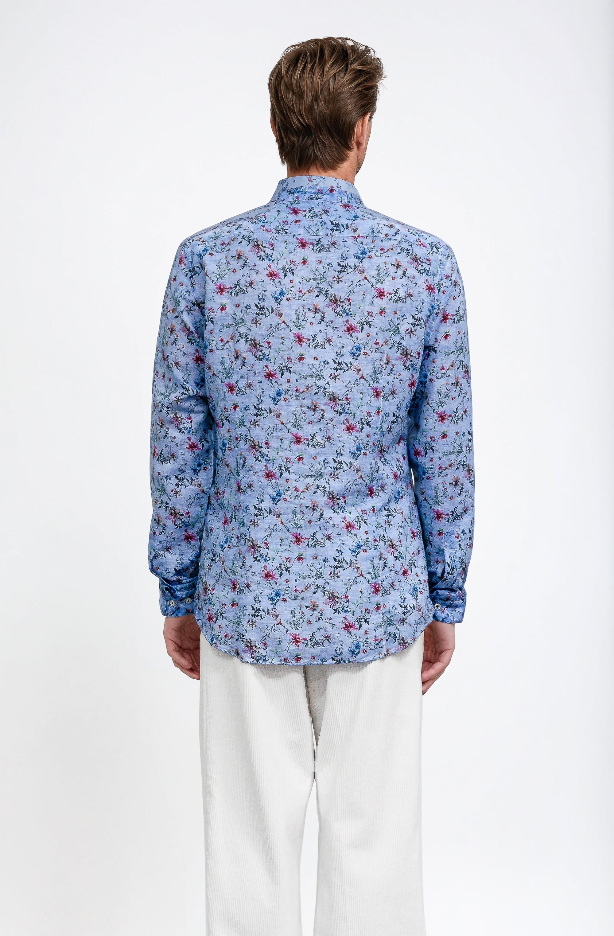 Collarless Flower Shirt - Bay