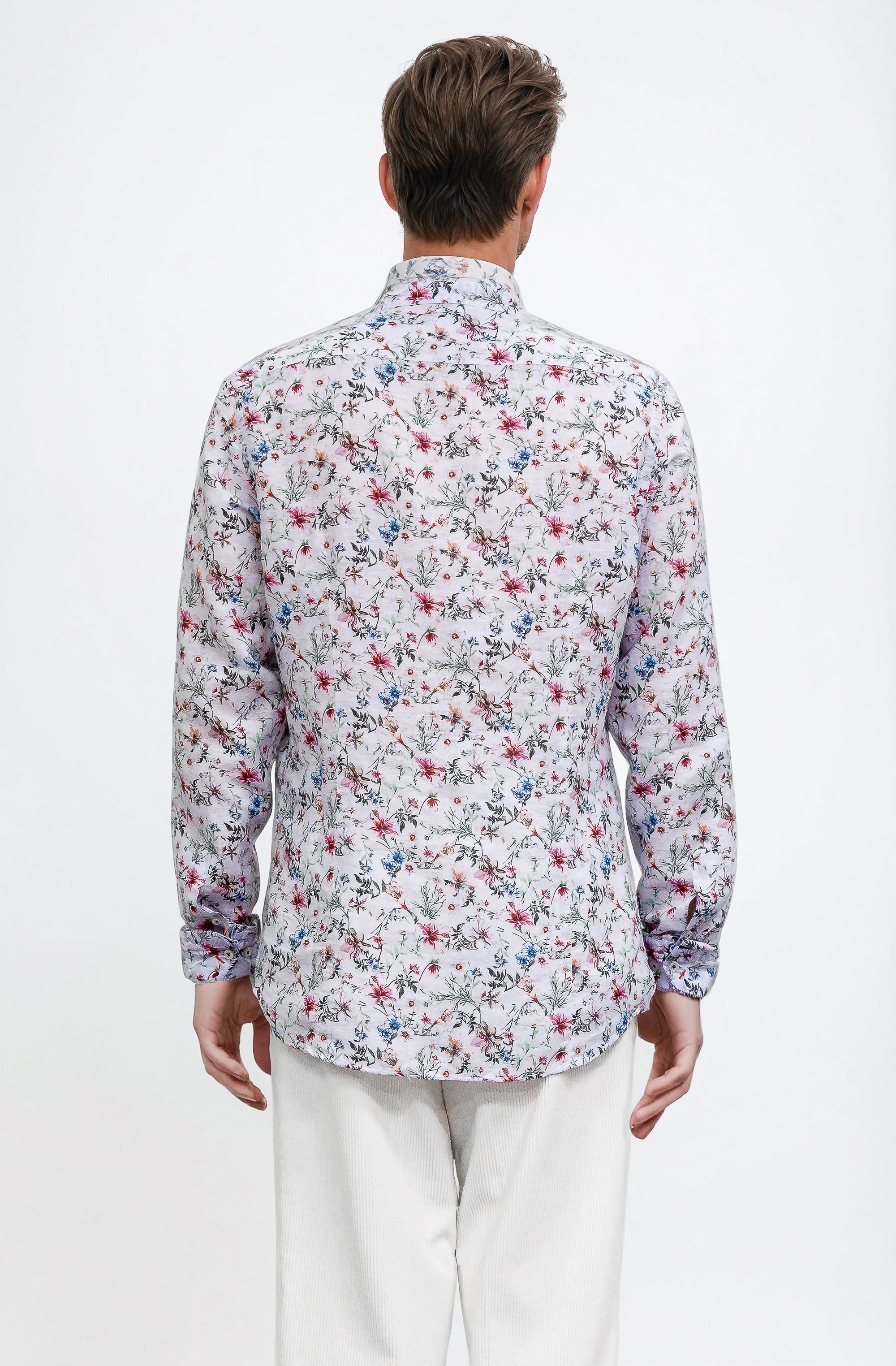 Collarless Flower Shirt - Lilac