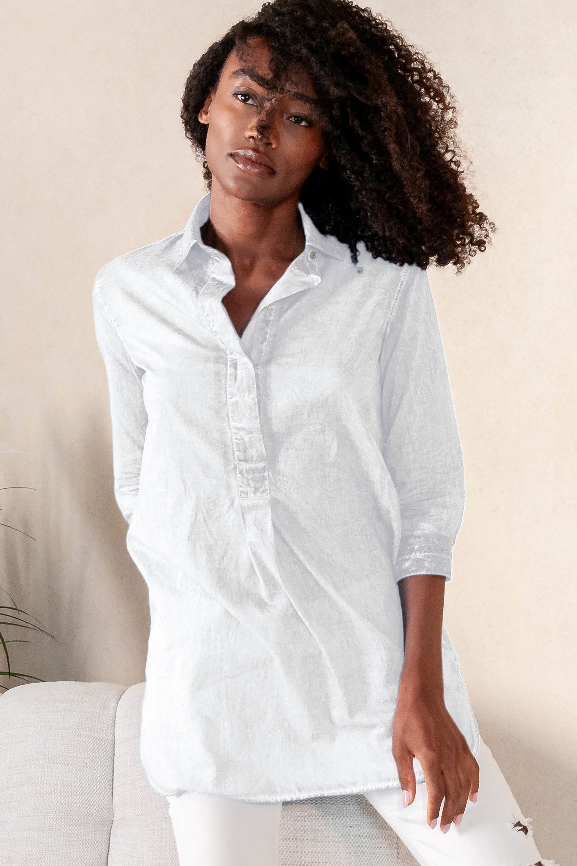 Mini Shirtdress in Breezy Cotton - White