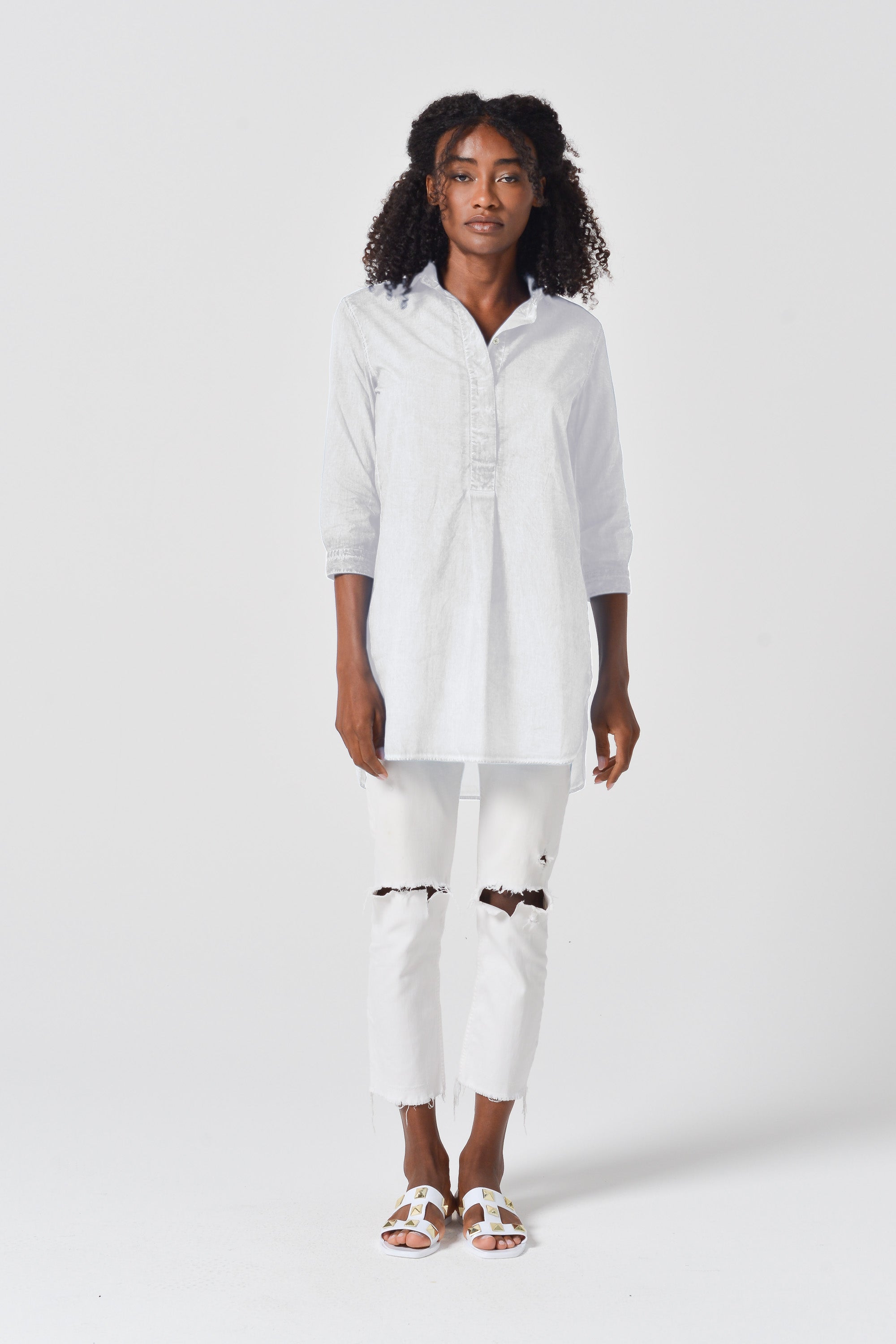 Mini Shirtdress in Breezy Cotton - White