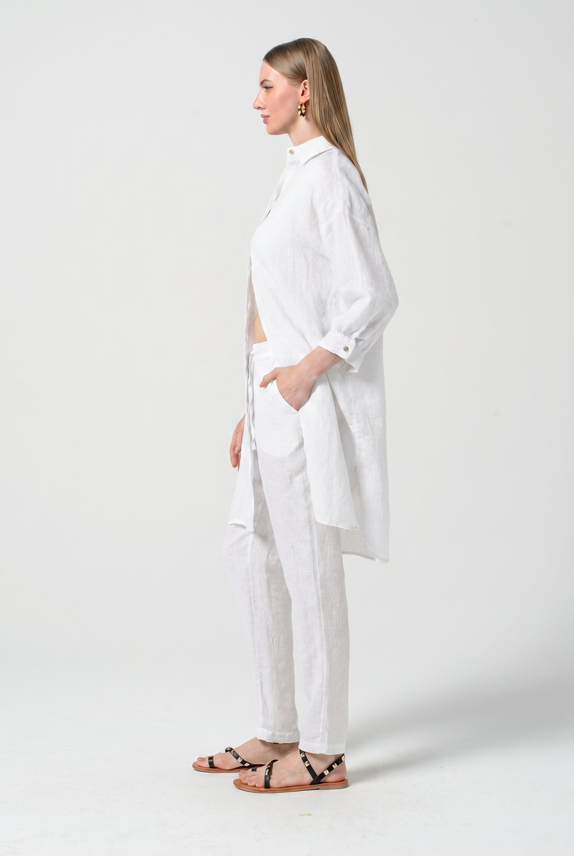 Lady Linen Shirtdress - White