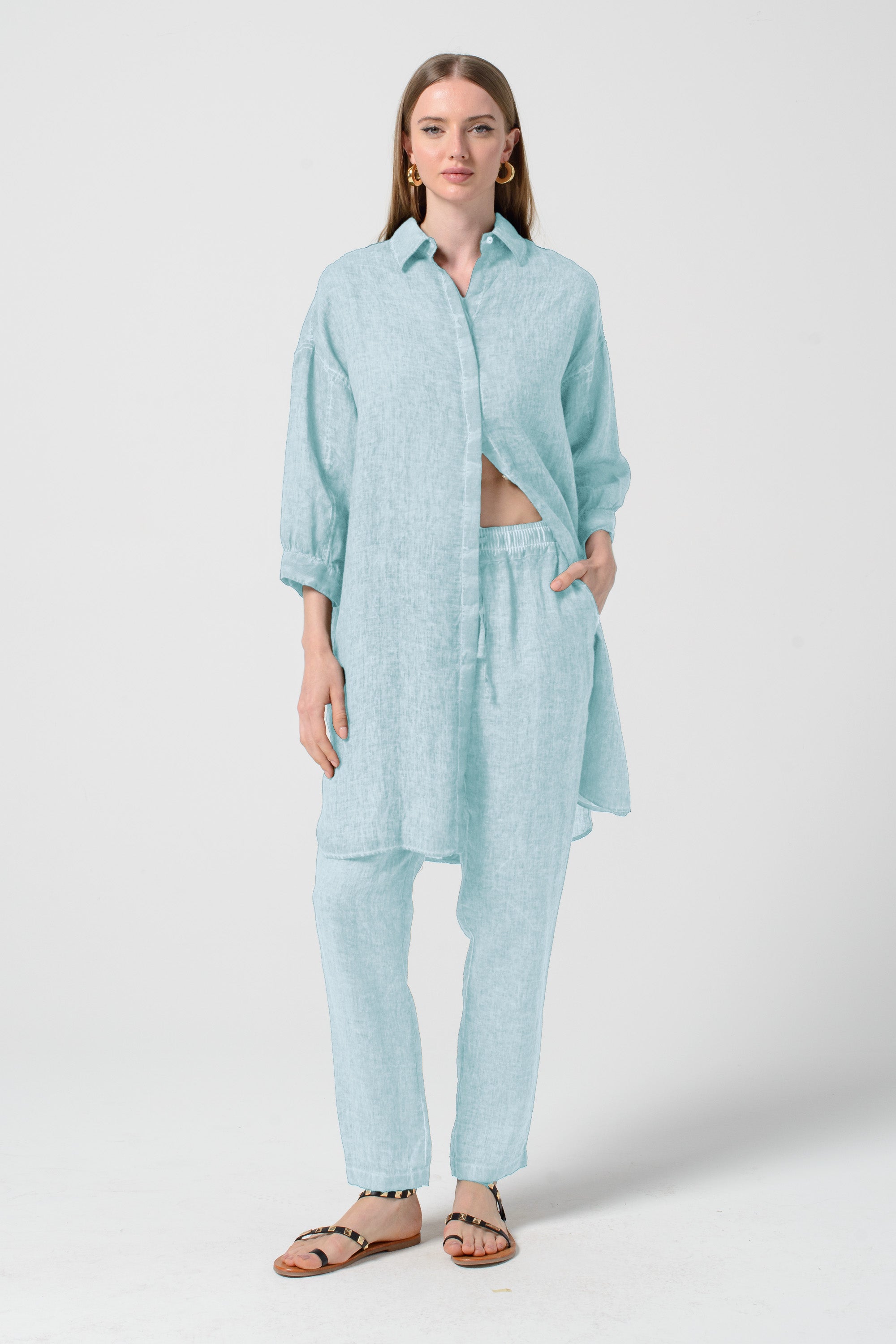 Lady Linen Shirtdress - Barbados