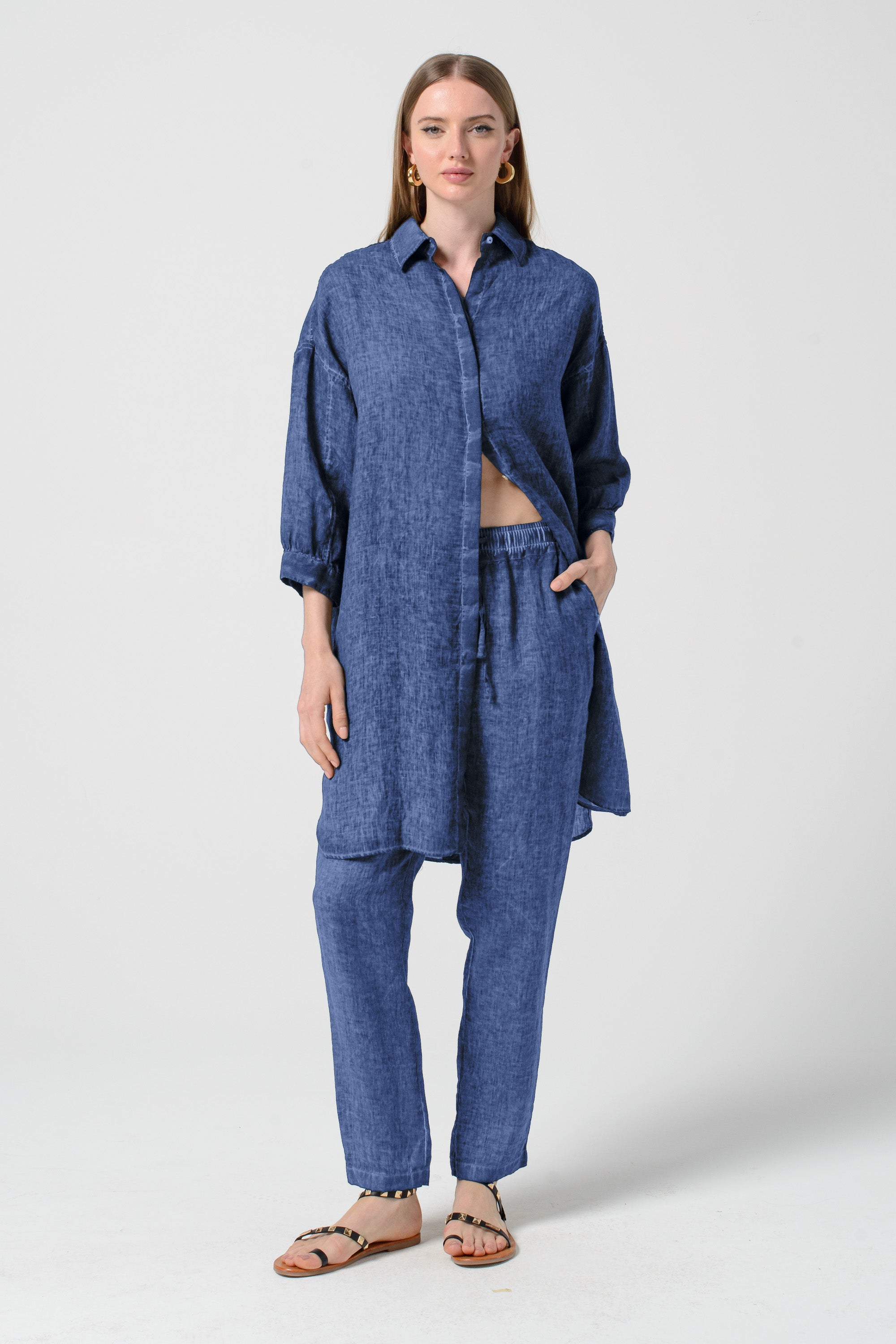 Lady Linen Shirtdress - Nautico