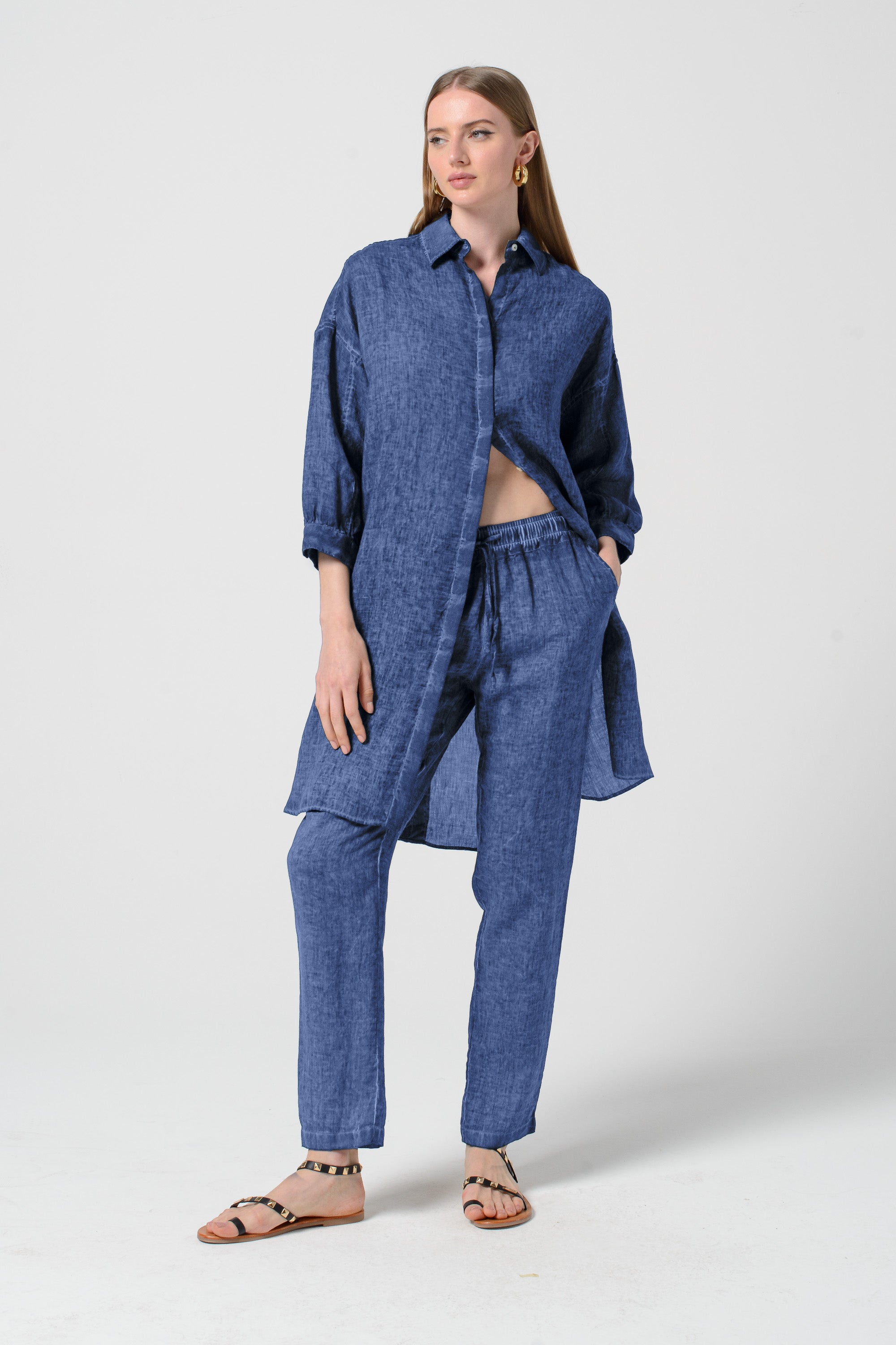 Lady Linen Shirtdress - Nautico