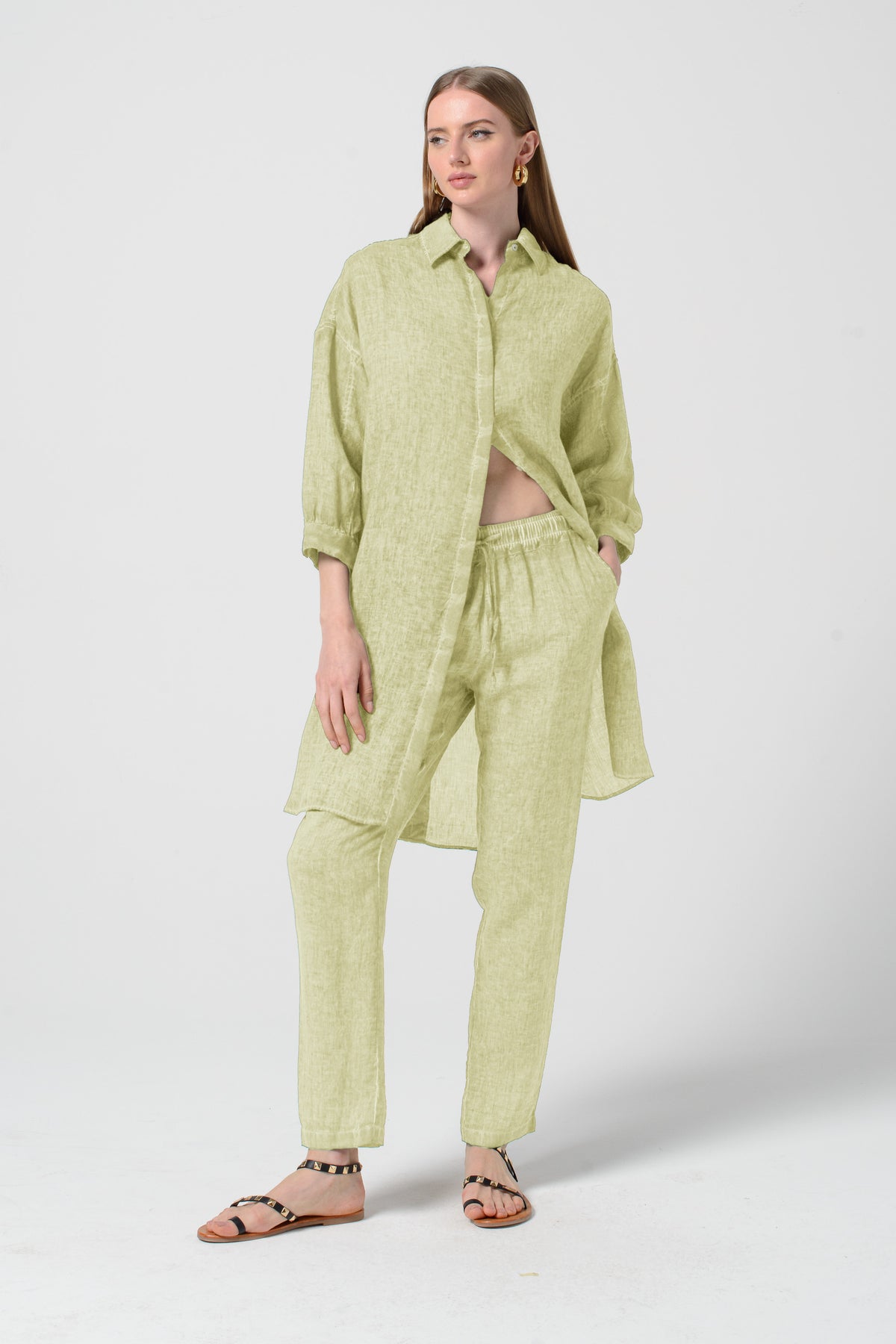ladies pant shirt dress Lady Linen Shirtdress in Pera 12-18 months