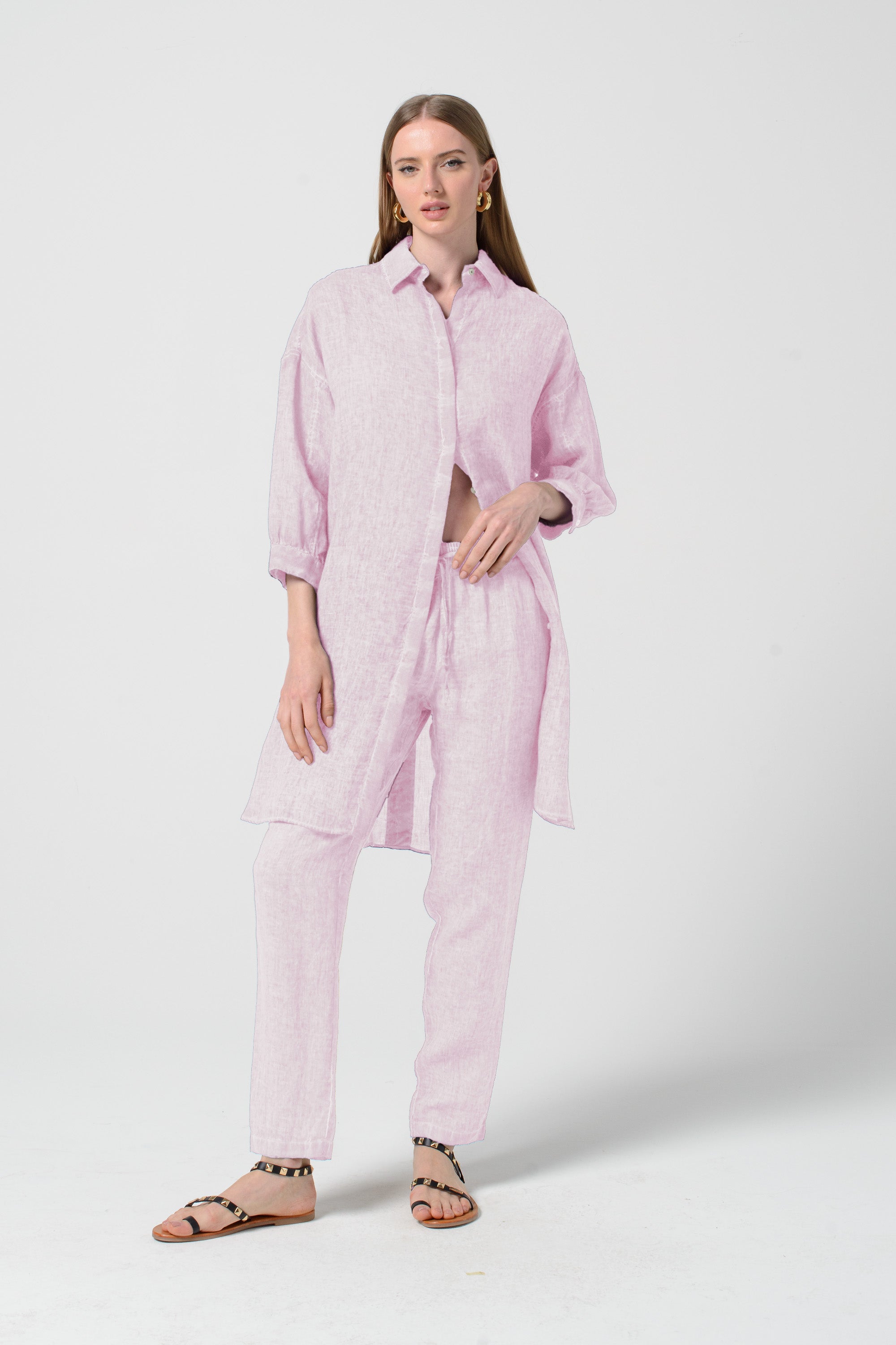 Lady Linen Shirtdress - Rose