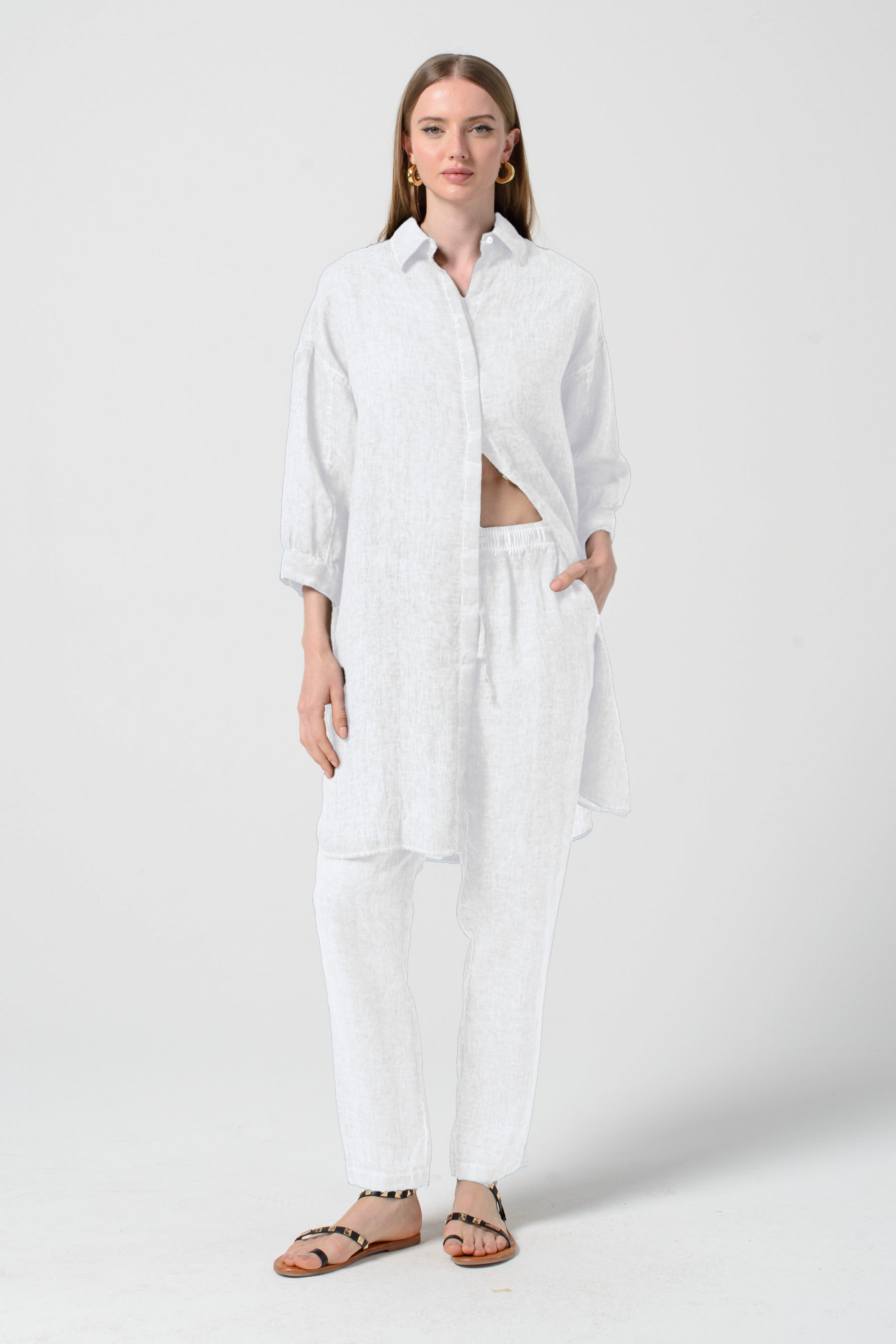 Lady Linen Shirtdress - White