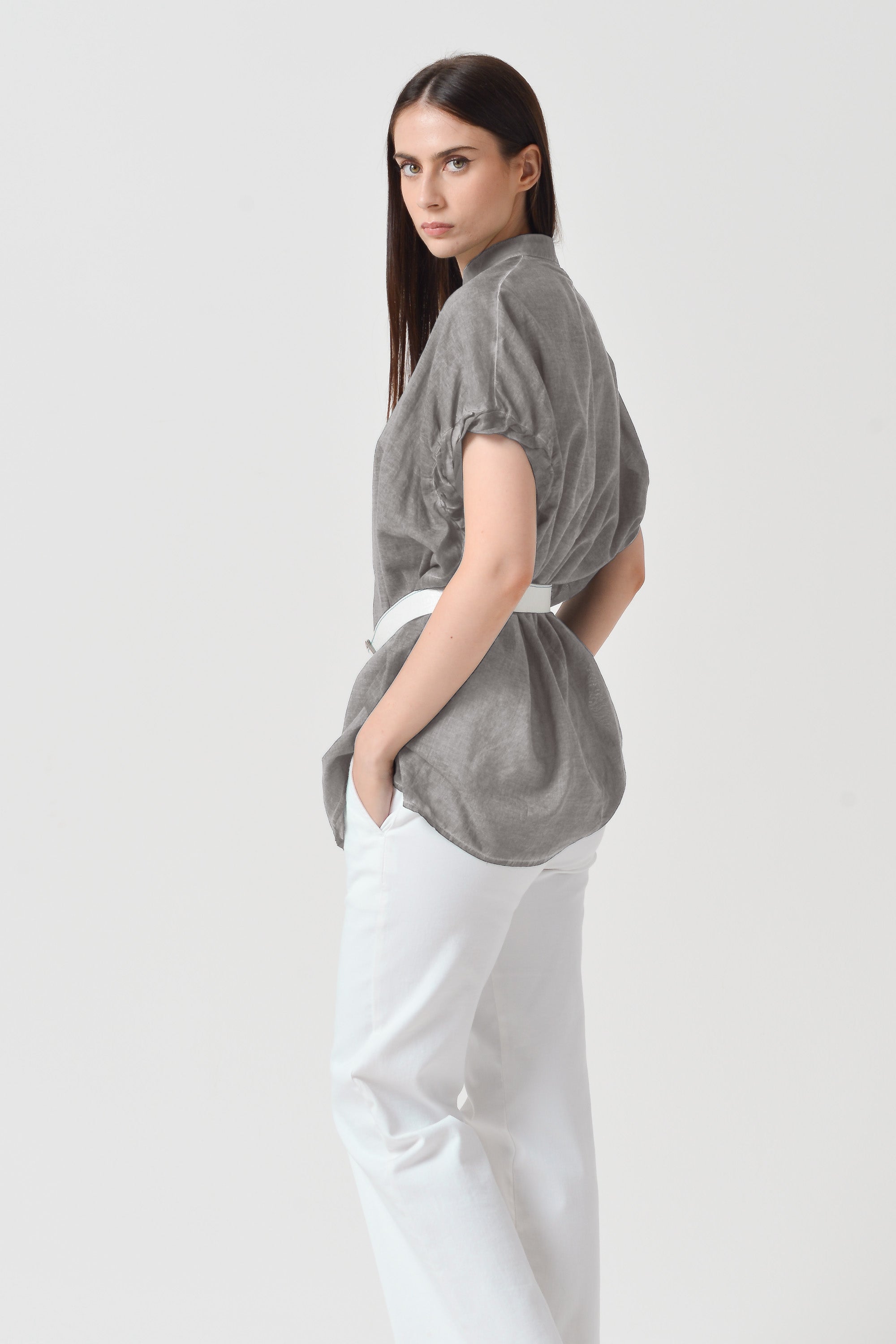 Isabela Voile Kaftan - Steel
